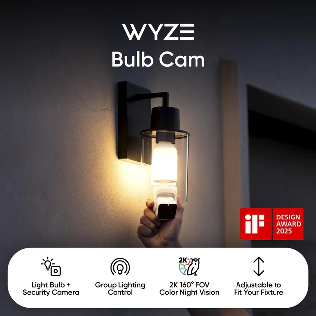 Alt view image 9 of 14 - Bulb Cam - 2K HD Smart Light Bulb Security Camera, E26 Socket | Color Night Vision, 800-Lumen Dimmable LED, 160° Wide View, Motion Detection & Siren, Works with Alexa & Google Assistant