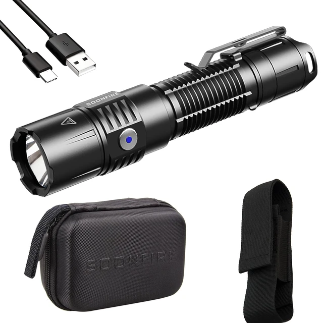 Alt view image 8 of 14 - MX75 2530 Lumen LED Tactical Flashlight Law Enforcement, 390 Yards Beam Distance USB-C Rechargeable Pocket Flashlight with Battery