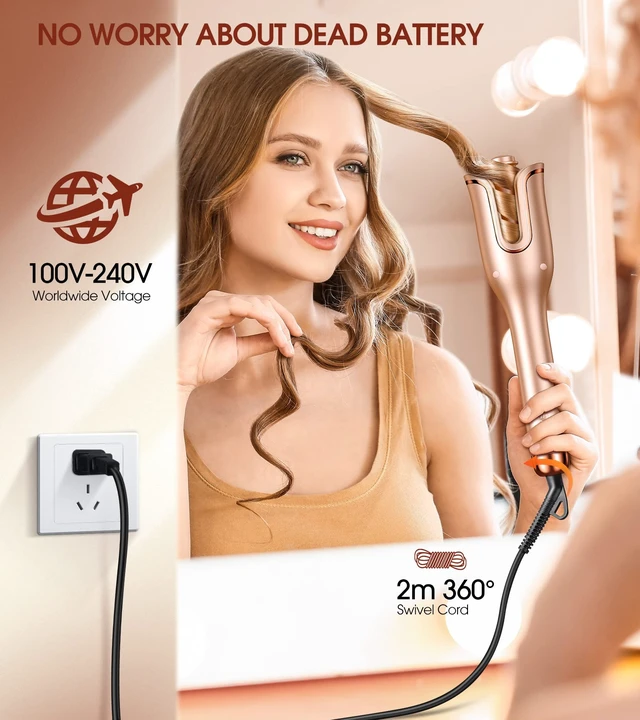 Alt view image 13 of 14 - Automatic Curling Iron, Professional Automatic Hair Curler with 1" Curling Wand Large Slot & 4 Temperature & 3 Timer, Dual Voltage Anti-Tangle Rotating Curling Iron with Auto Shut-Off for Hair Styling