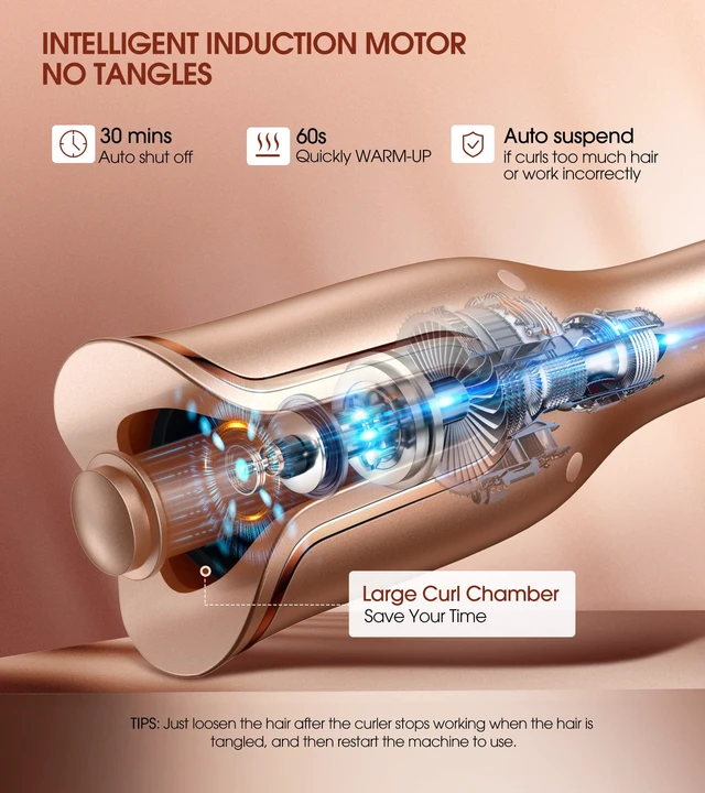 Alt view image 9 of 14 - Automatic Curling Iron, Professional Automatic Hair Curler with 1" Curling Wand Large Slot & 4 Temperature & 3 Timer, Dual Voltage Anti-Tangle Rotating Curling Iron with Auto Shut-Off for Hair Styling