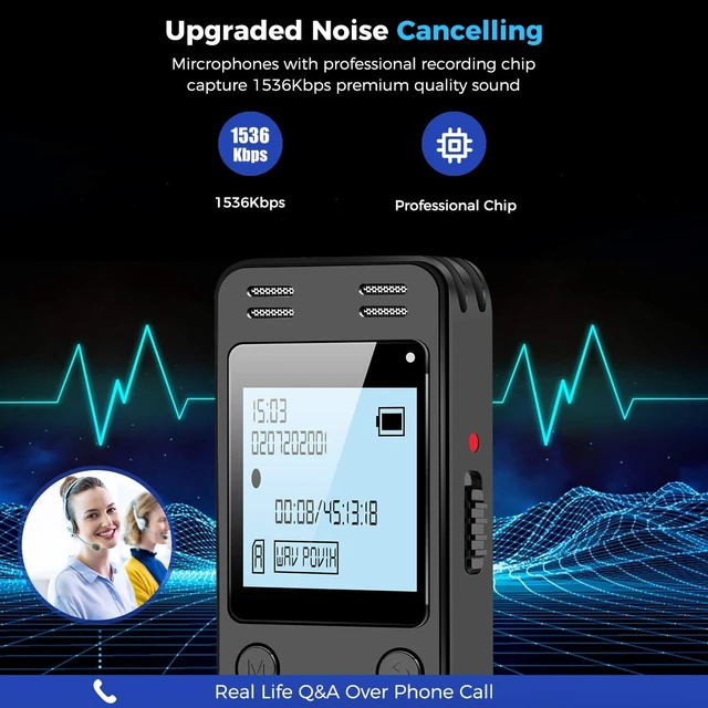 Alt view image 9 of 14 - 128GB Digital Voice Recorder for Lectures Meetings - 9296 Hours Voice Activated Recording Device Audio Recorder with Playback,Password