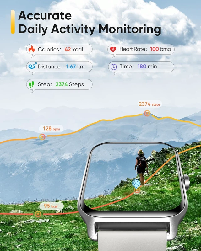 Alt view image 11 of 14 - Smart Watch for Men Women with Bluetooth Call, Alexa Built-in 1.8" Blood Oxygen Heart Rate Sleep Fitness Watch, 100 Sports Modes Smartwatch, Activity Tracker for Android iOS Phone