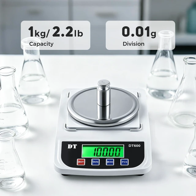 Alt view image 9 of 14 - Lab Scale 1000g x 0.01g Precision Electronic Scientific Scale Analytical Balance for Laboratory Jewelry Kitchen Industry