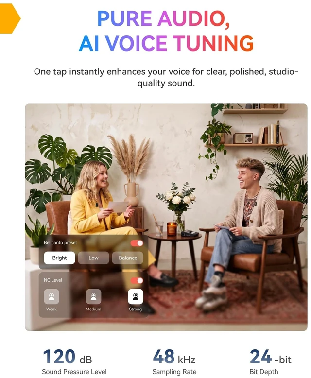 Alt view image 11 of 14 - Lark A2(2TX+1RX+Charging Case) Wireless Microphone, AI Auto-Limit | Plug & Play, 42H Use, Detail-Rich Audio, AI Noise Cancellation, Mini Mic for iPhone17/16/15/Android, Vlog, Streaming