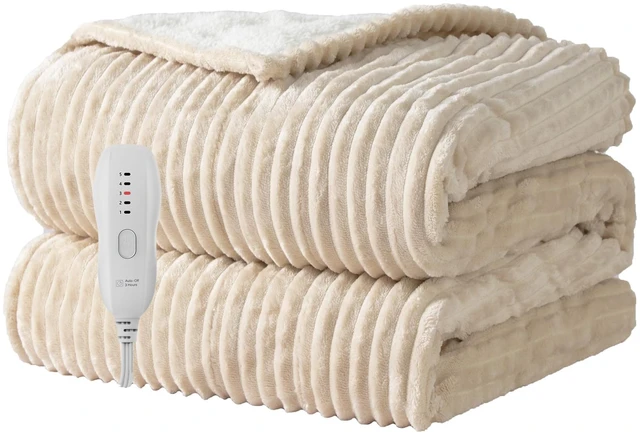 Alt view image 8 of 14 - Heated Blanket 50"X60",Soft Electric Blanket,ETL Certified,Beige | Heating Levels,Auto-Off Function,Heated Throw Blanket for Bed,Machine Washable,Gifts for Grapa