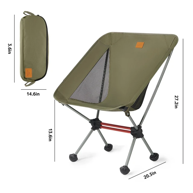 Alt view image 14 of 14 - YL08 Ultralight Camping Chair Only 2.12 LBS, Anti-Sinking Feet | Portable Lightweight Backpacking Chair, Breathable Side Mesh, Quick-Setup Shock-Cord Foldable Frame to Hiking, Beach & Travel
