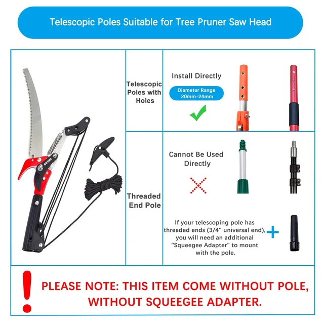 Alt view image 8 of 12 - Extendable Tree Pruner Saw Head Without Pole, Pruning Shears | High-Altitude Branches Trimmer, Harvester Clipper for Plant Twig Vine, Labor-saving 4 Wheels Garden Trimming Tool