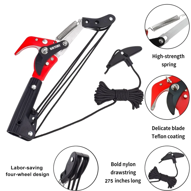 Alt view image 11 of 12 - Extendable Tree Pruner Saw Head Without Pole, Pruning Shears | High-Altitude Branches Trimmer, Harvester Clipper for Plant Twig Vine, Labor-saving 4 Wheels Garden Trimming Tool
