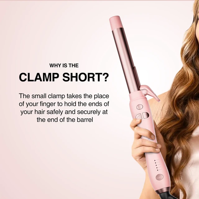 Alt view image 13 of 14 - Extra-Long Barrel Rotating Curling Iron with Short Clamp, Automatic Curling Iron 1 Inch Creates Loose Curls for Medium and Long Hair, High Heat 410°F, Instant Heat up, Double Ceramic, Dual Voltage