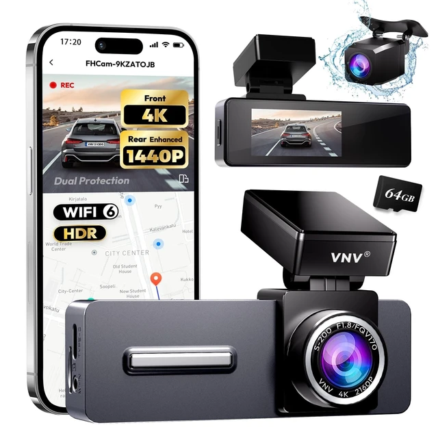 Alt view image 8 of 14 - 4K+2.5K Dash Cam Front and Rear, WiFi-6 APP Control Dash Camera for Car | Enhanced Night Vision, Free 64GB Card, 24H Parking Mode, Advanced WDR&HDR, G-Sensor, Loop Record, 170°Wide Angle, 2" IPS