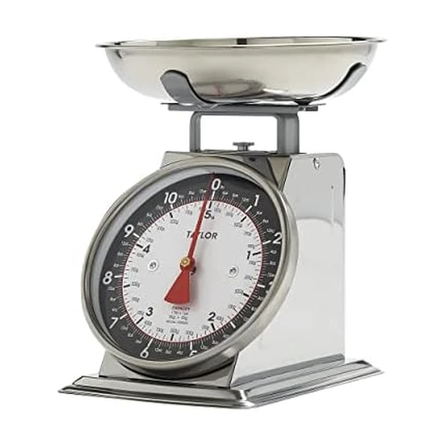 Alt view image 8 of 14 - Mechanical Kitchen Food Scale with Bowl, Weighs Up to 11lbs, Measures in Grams and Ounces, Analog Cooking Scale for Baking, Black and Silver