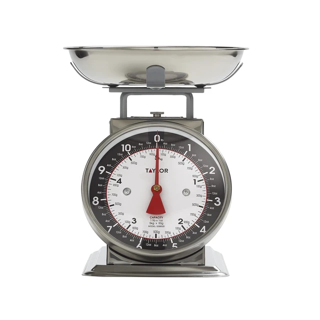 Alt view image 12 of 14 - Mechanical Kitchen Food Scale with Bowl, Weighs Up to 11lbs, Measures in Grams and Ounces, Analog Cooking Scale for Baking, Black and Silver