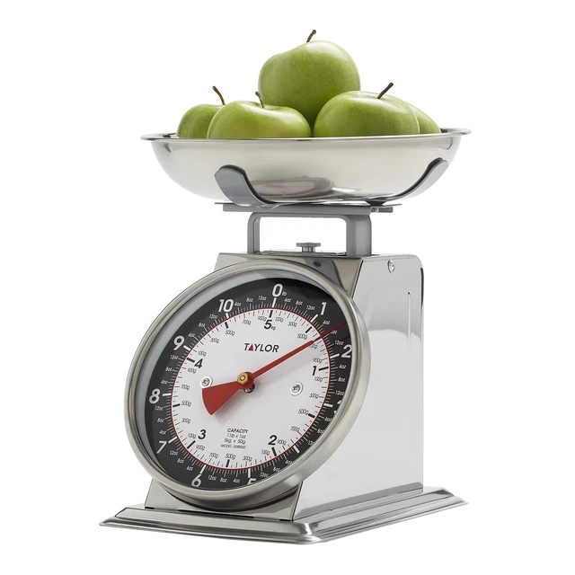 Alt view image 13 of 14 - Mechanical Kitchen Food Scale with Bowl, Weighs Up to 11lbs, Measures in Grams and Ounces, Analog Cooking Scale for Baking, Black and Silver