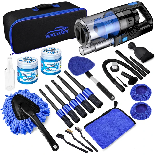 Alt view image 8 of 14 - 17pcs Car Detailing Kit Interior Cleaner, Car Interior Cleaning Kit with Handheld Car Vacuum, Car Detailing Brushes, Windshield Cleaning Tool, Car Cleaning Supplies, Car Accessories for Men, Women