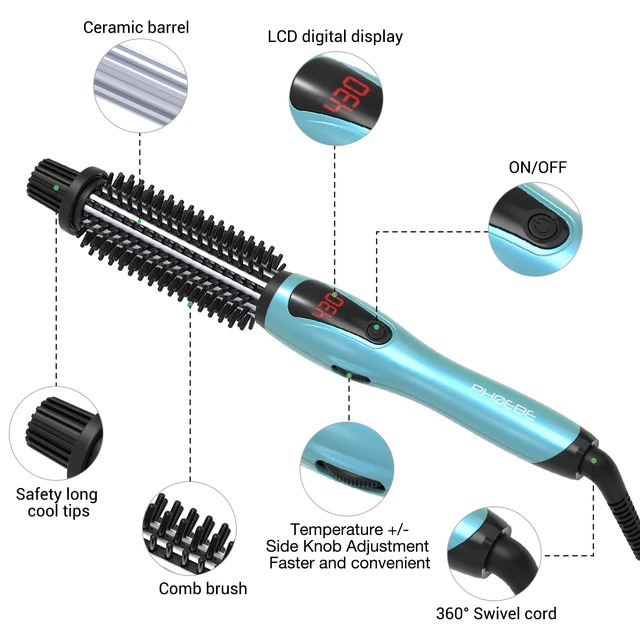 Alt view image 12 of 14 - Curling Iron, Dual Voltage Travel 1 Inch Ceramic Tourmaline Ionic Hair Curler Hot Brush, Professional Anti-Scald Instant Heat Up Curling Wands, Heated Styler for Long Hair