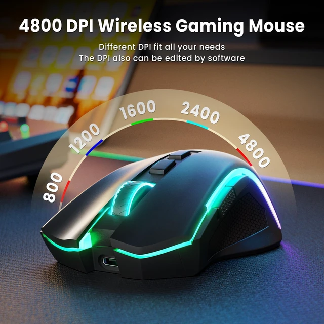 Alt view image 11 of 14 - S101M-KS Gaming Keyboard and Mouse Wireless with Tri-Mode, RGB Keyboard and 4800 DPI Gaming Mouse, 10 Independent Multimedia Keys for Wins, PC, Computer, Wireless S101 Ideal for Gamer