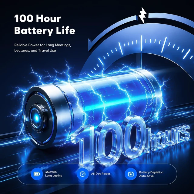 Alt view image 12 of 14 - 64GB(9800H) Magnetic Voice Recorder, Voice Activated & AI Noise Reduction | 100H Battery Portable Audio Recorder, MP3/WAV Dual-Format HD Recording Device, Type-C OTG Playback for Lecture,Meeting