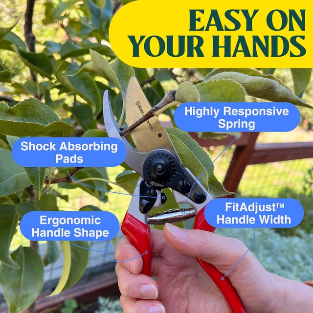 Alt view image 12 of 14 - EnduroPRO Ergonomic Bypass Pruners - Professional Titanium Garden Shears - Heavy Duty Hand Pruning Scissor, Tree Trimmer, Gardening Tool, Branch, Hedge, Rose, Shrub & Bush Clippers