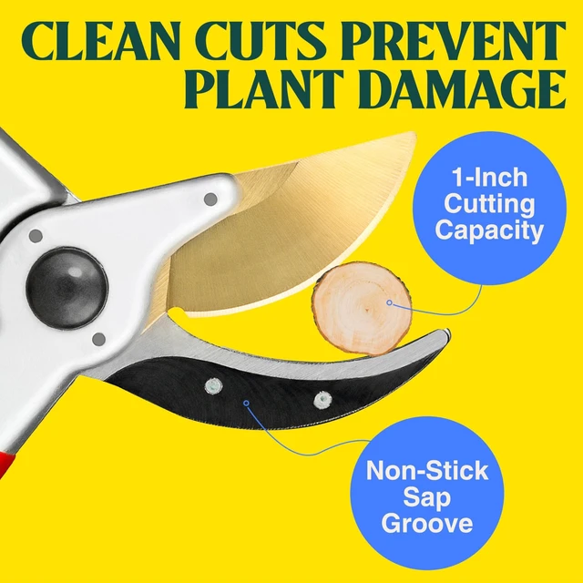 Alt view image 12 of 14 - ClassicPRO 8.5" Professional Premium Titanium Bypass Pruning Shears - Use As Pruners, Garden Shears, Heavy Duty Handheld Pruning Shears For Gardening, Clippers, Pruner Scissor Tool