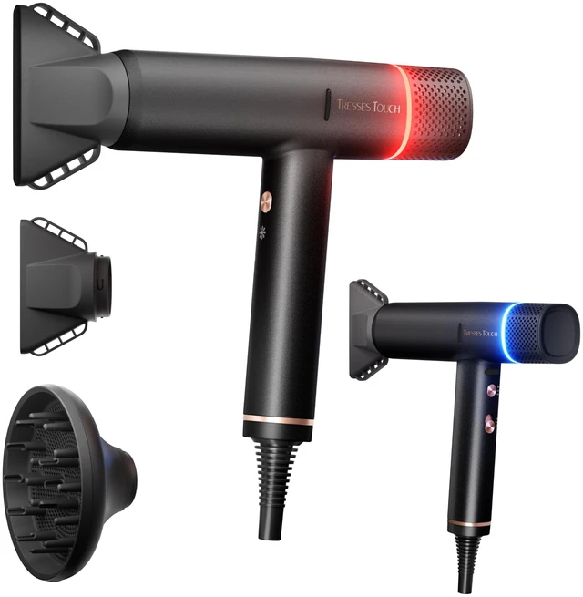 Alt view image 8 of 14 - Professional Ionic Hair Dryer with Diffuser,150000 RPM High-Speed Ionic Low Noise Blow Dryer, Powerful 1600 Watt Motor for Fast Drying and Straight & Wavy Hair, Lightweight