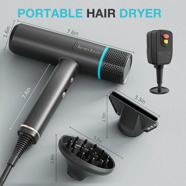 Alt view image 13 of 14 - Professional Ionic Hair Dryer with Diffuser,150000 RPM High-Speed Ionic Low Noise Blow Dryer, Powerful 1600 Watt Motor for Fast Drying and Straight & Wavy Hair, Lightweight