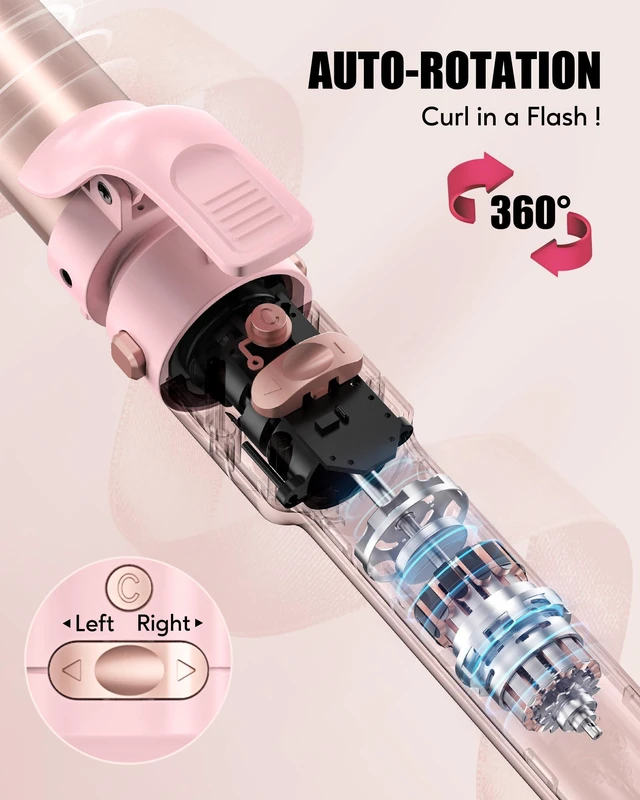 Alt view image 11 of 14 - 3-in-1 Interchangeable Automatic Rotating Curling Iron & Thermal Brush Set, 1'' /1.25'' Curling Iron, Automatic Hair Curler with 1.5'' Heating Round Curling Brush, 3 Temps Adjustable 300-410°F