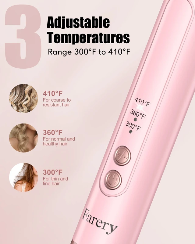 Alt view image 12 of 14 - 3-in-1 Interchangeable Automatic Rotating Curling Iron & Thermal Brush Set, 1'' /1.25'' Curling Iron, Automatic Hair Curler with 1.5'' Heating Round Curling Brush, 3 Temps Adjustable 300-410°F