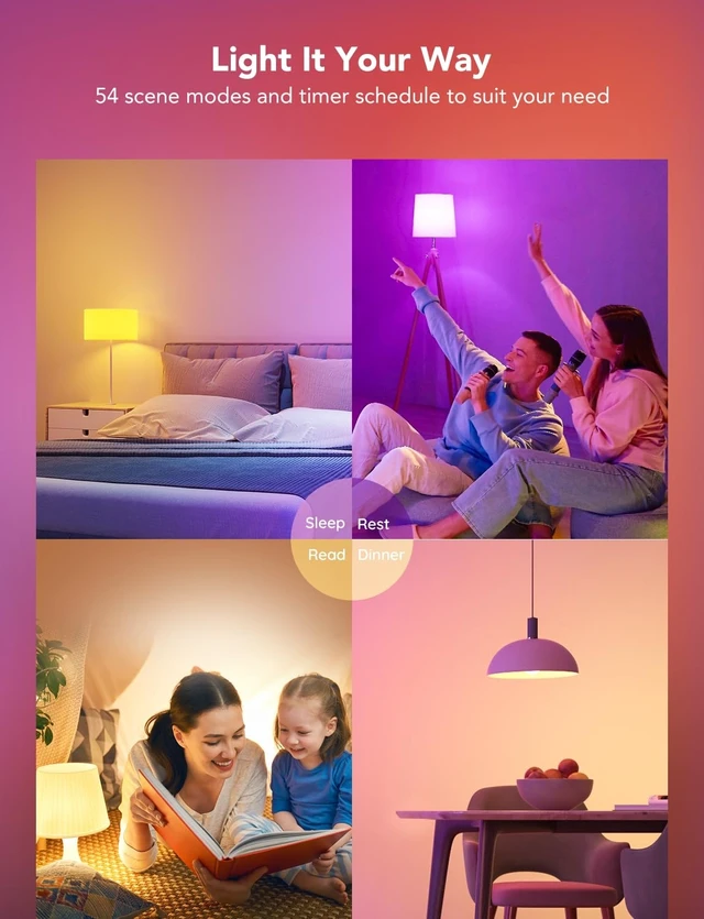 Alt view image 12 of 14 - Smart Light Bulbs, 1200 Lumens Dimmable BR30 Bulbs, RGBWW 2 Pack | RGBWW Color Changing Light Bulb, Flood Light Bulbs Work with Alexa, Google Assistant, WiFi & Bluetooth LED Bulbs, Music Sync
