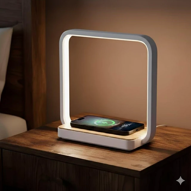 Alt view image 6 of 10 - Bedside Lamp with Qi Wireless Charger, A13 Table lamp 3 Step Dimmable Touch Control Desk Lamp for for Living Room, Bedroom, Kids Room.