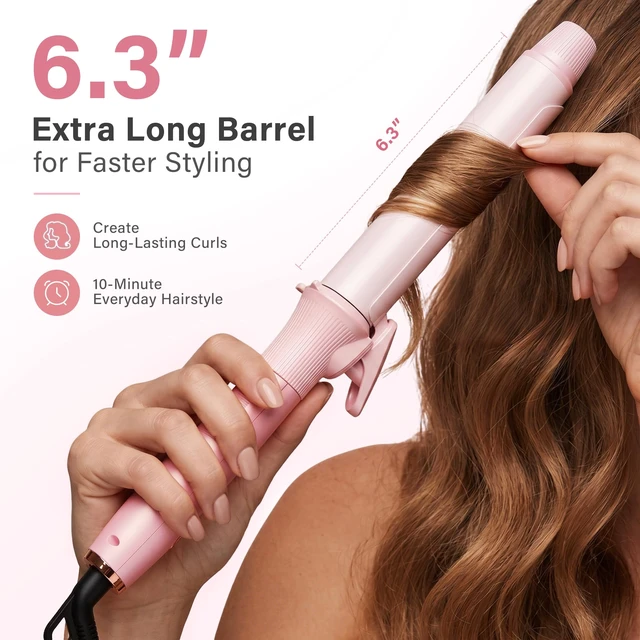 Alt view image 10 of 14 - 1.25 Inch Curling Iron with Clip, Ceramic Hair Curler, Dual Voltage | 1 1/4 inch ceramic tourmaline barrel with a clamp creates loose, bouncy waves and lasting volume