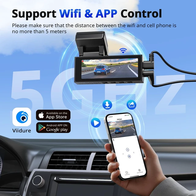 Alt view image 14 of 14 - Dash Cams Front and Rear, 4K+2K Dual Dash Camera for Cars w 64GB Card, 5G Wi-Fi & App, G-Sensor, 3.2 Screen, 24H Parking Mode, 170°Wide Angle, Night Vision
