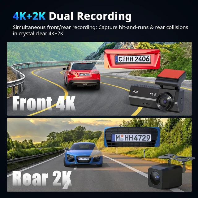 Alt view image 13 of 14 - Dash Cams Front and Rear, 4K+2K Dual Dash Camera for Cars w 64GB Card, 5G Wi-Fi & App, G-Sensor, 3.2 Screen, 24H Parking Mode, 170°Wide Angle, Night Vision
