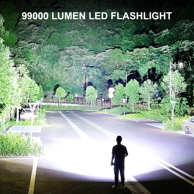 Alt view image 9 of 14 - Rechargeable LED Flashlights High Lumens, 99,000 Lumens Super Bright Flashlight with 5 Modes & Waterproof, Powerful Handheld Flashlight for Camping Emergencies