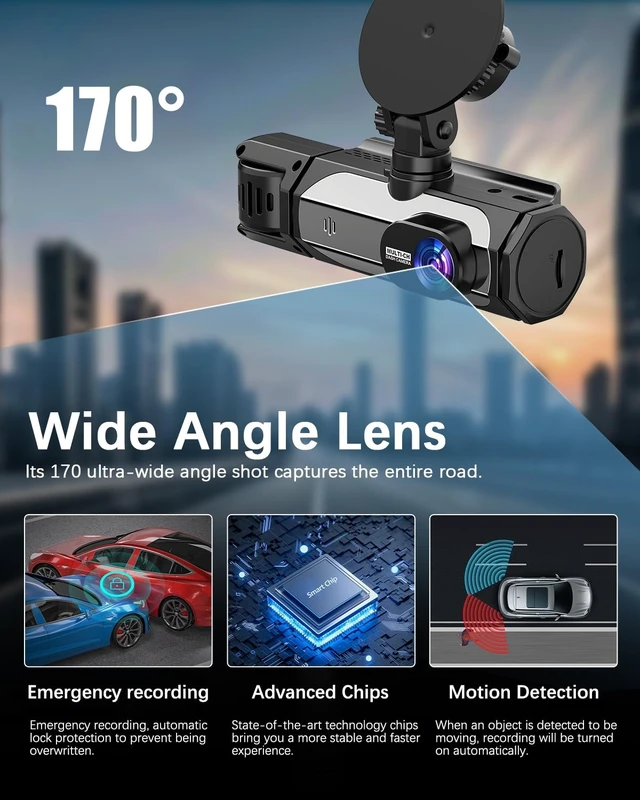 Alt view image 10 of 14 - Dash Cam Front and Rear, 1080P Dash Camera for Cars, 3 Channel Car Camera Front Rear and Inside/Back with 32GB Card 5G Wireless WiFi, Loop Recording, Night Vision, HDR, G-Sensor, 24Hr Parking