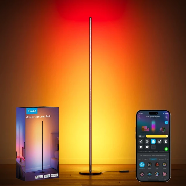 Alt view image 8 of 14 - RGBIC Floor Lamp Basic, 1000lm LED Corner Lamp, Black | Compatible with Alexa and Matter, Modern Floor Lamp with Music Sync and 16 Million DIY Colors, Standing Lamp for Bedroom