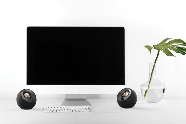Alt view image 9 of 14 - 2.0 USB Desktop Stereo Speakers for PC/Laptop, Black | 2.0 desktop speakers, USB-Powered, Compact, Stereo, Desktop Speakers, PC Audio, Minimal Design, Laptop Speakers, Black