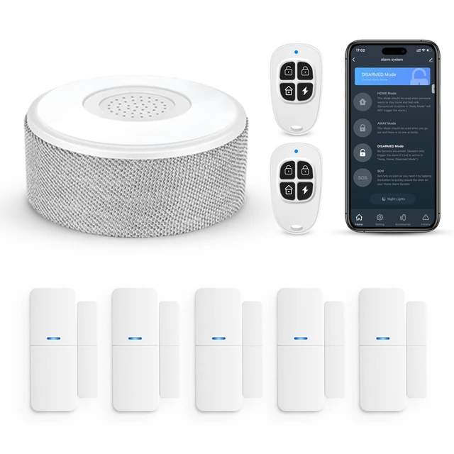 Alt view image 8 of 14 - WiFi Door Alarm System, 8-Piece DIY Wireless Alarm Kit with Door Sensors | 120dB Alarm, 8-Hour Backup Battery, Real-Time Alerts, Easy DIY Installation, No Subscription, Ideal for Homes & Apartments