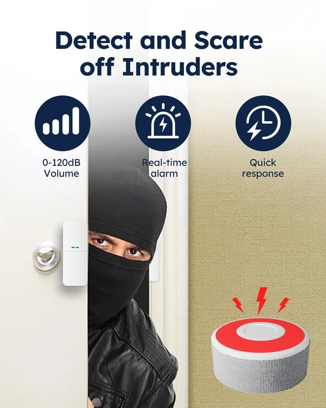 Alt view image 10 of 14 - WiFi Door Alarm System, 8-Piece DIY Wireless Alarm Kit with Door Sensors | 120dB Alarm, 8-Hour Backup Battery, Real-Time Alerts, Easy DIY Installation, No Subscription, Ideal for Homes & Apartments