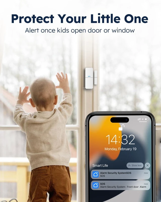 Alt view image 11 of 14 - WiFi Door Alarm System, 8-Piece DIY Wireless Alarm Kit with Door Sensors | 120dB Alarm, 8-Hour Backup Battery, Real-Time Alerts, Easy DIY Installation, No Subscription, Ideal for Homes & Apartments