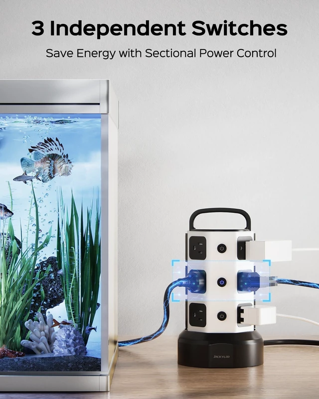 Alt view image 11 of 14 - Power Strip Tower Surge Protector, 12 AC 6 USB (2 USB C), 1050J | 6.5Ft Retractable Extension Cord with Multiple Outlets, 1625W/13A Outlet Extender, USB Charging Station for Home Office Dorm