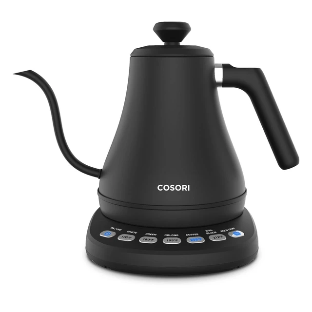 Alt view image 7 of 12 - Gooseneck Electric Kettle with Temperature Control, 0.8L, Black | No Plastic Contact with Water, 5 Presets, 60-Min Keep Warm, Pour Over Coffee & Tea, Stainless Steel Interior, 1200W