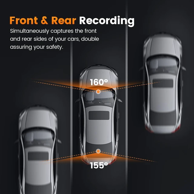 Alt view image 13 of 14 - 4K+1080P Dash Cam Front and Rear,64GB Card Included,5.8GHz WiFi Dash Camera for Cars,App up to 20MB/s Fastest Download,G-Sensor,Night Vision,24h Parking Monitoring,Loop Recording,170° Wide Angle