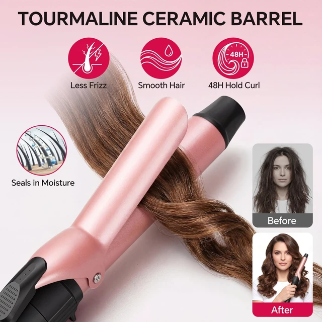 Alt view image 10 of 14 - 3 in 1 Curling Iron Set with Interchangeable Ceramic Barrels | Hair Curler Wand with 14 Temps & LCD Display for Soft Waves & Spiral Curls on Short to Long Hair, Dual Voltage for Travel