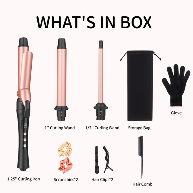Alt view image 13 of 14 - 3 in 1 Curling Iron Set with Interchangeable Ceramic Barrels | Hair Curler Wand with 14 Temps & LCD Display for Soft Waves & Spiral Curls on Short to Long Hair, Dual Voltage for Travel