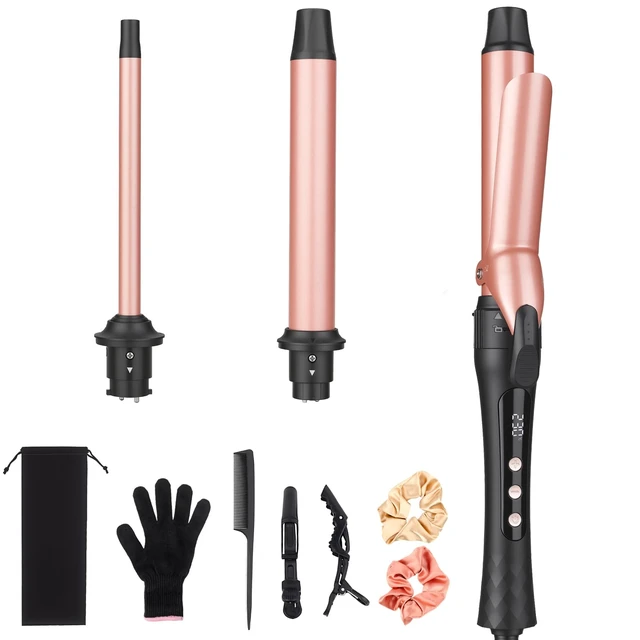 Alt view image 8 of 14 - 3 in 1 Curling Iron Set with Interchangeable Ceramic Barrels | Hair Curler Wand with 14 Temps & LCD Display for Soft Waves & Spiral Curls on Short to Long Hair, Dual Voltage for Travel