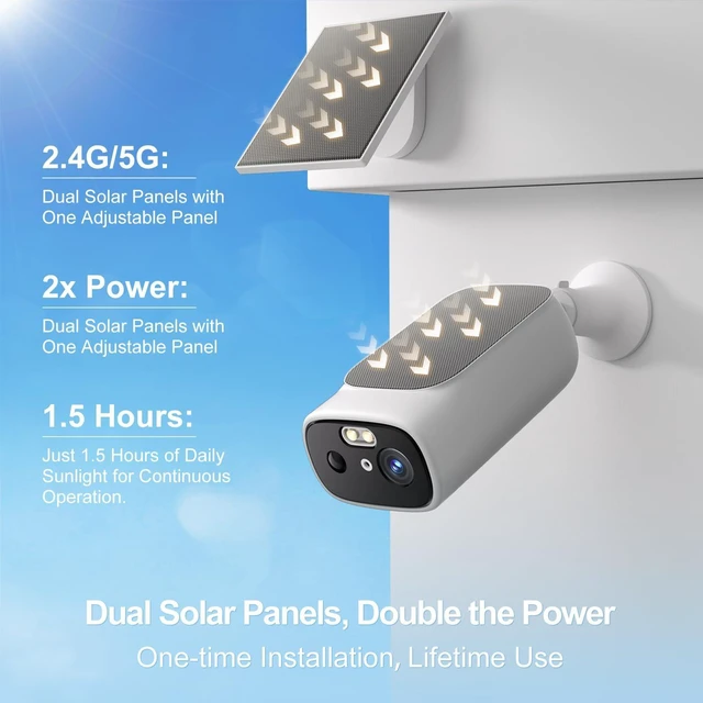 Alt view image 9 of 14 - 2K Solar Security Cameras Wireless Outdoor(2 Cams) | 2.4/5Ghz WiFi, AI Motion Detection, Color Night Vision, SD Card/Cloud Storage, Waterproof, Work with Alexa/Google Home