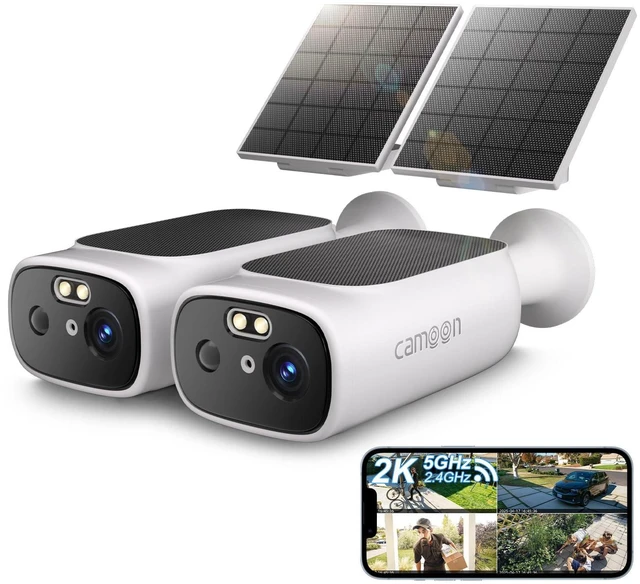 Alt view image 8 of 14 - 2K Solar Security Cameras Wireless Outdoor(2 Cams) | 2.4/5Ghz WiFi, AI Motion Detection, Color Night Vision, SD Card/Cloud Storage, Waterproof, Work with Alexa/Google Home