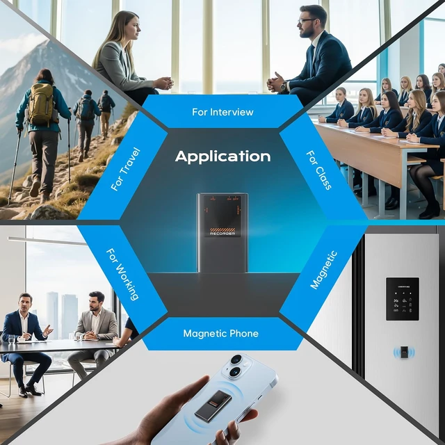 Alt view image 14 of 14 - Magnetic Voice Activated Recorder - (7000 Hours) Voice Recorder with DSP 5.0-AI Noise Cancellation - 64GB Portable Recording Device, Voice Recorder with Playback for Work, Meetings, Lectures