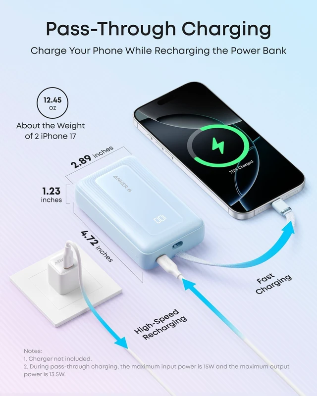 Alt view image 13 of 14 - Zolo Power Bank, 20,000mAh 45W Portable Charger with Built-in USB-C