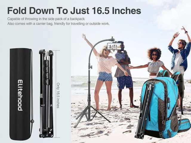 Alt view image 14 of 14 - 81" Tall Tripod Stand for iPhone with 17in Adjustable Gooseneck | Phone Tripod with Remote for Video Recording, Heavy Duty Aluminum Tripod for iPhone 17 Pro Max / 17 Pro, Android Phone